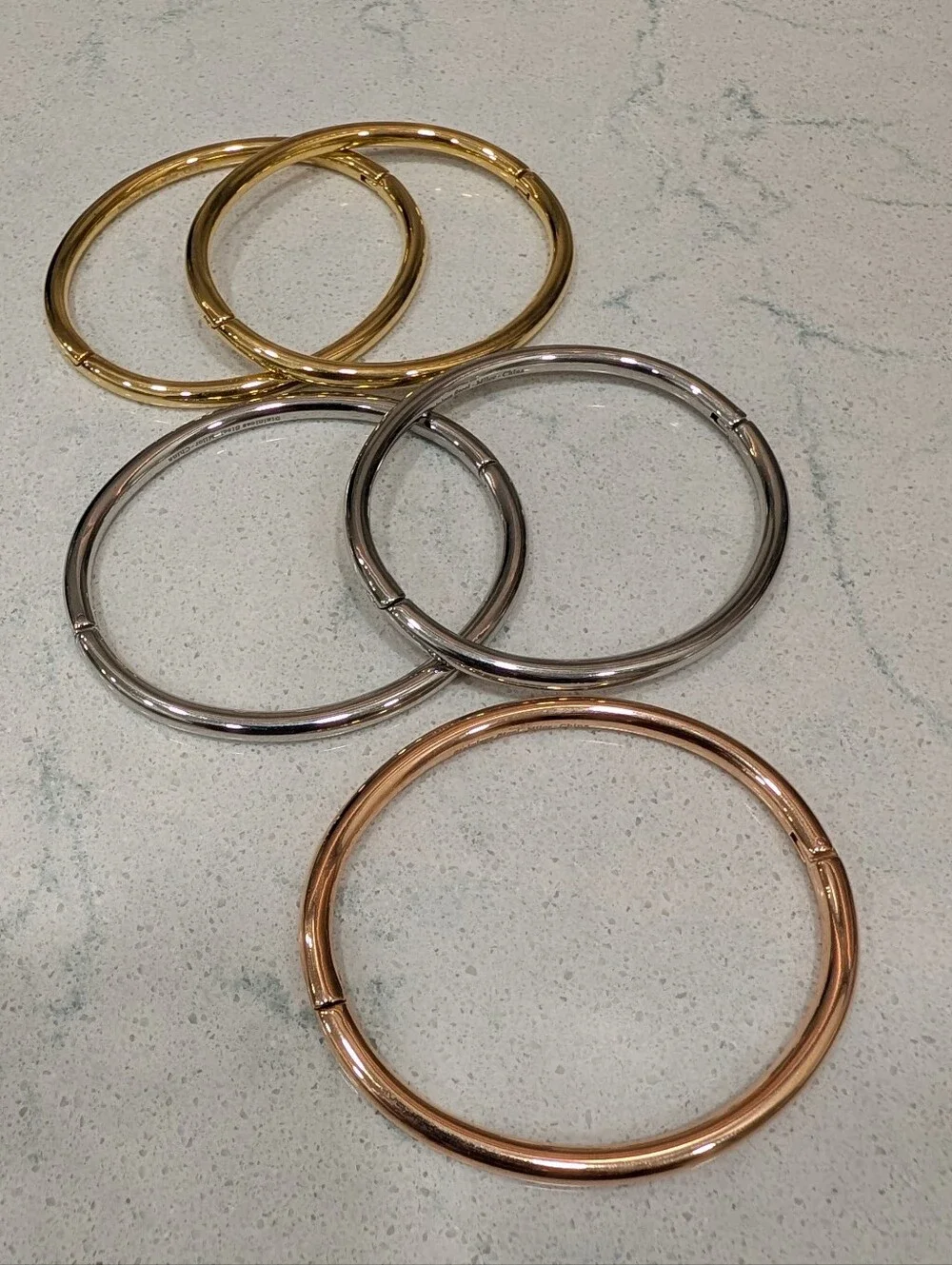 Milor Stainless Steel Tri-Tone Bangle Bracelet Set Of 5